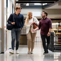 Drie studenten in de gang