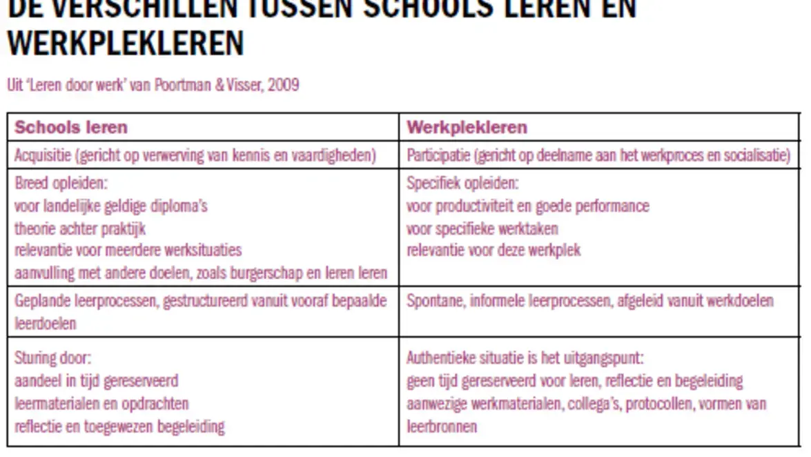 werkplekleren tabel verschillen_zuydprofessional
